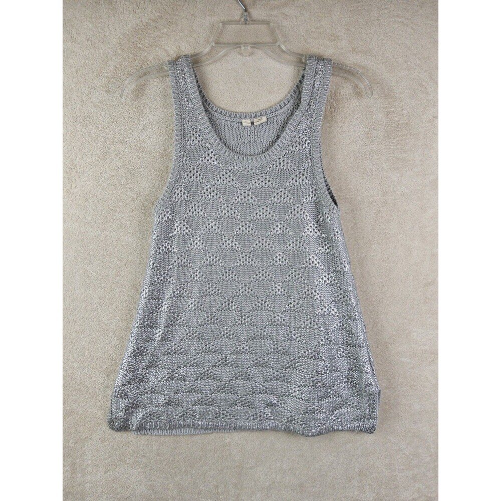 Anthropologie Moth Women's Metallic Silver Sleeveless Sweater Top Size XS